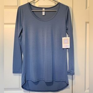 NWT LuLaRoe Lynnae Light Slate Blue Knit Long Sleeve Tunic Hem Size XS T